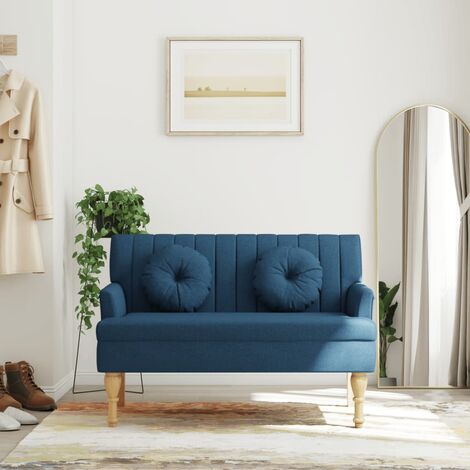 Prolenta Premium Sitzbank mit Kissen Blau 113x64,5x75,5 cm Stoff