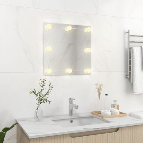 Prolenta Premium Wandspiegel mit LED-Beleuchtung Glas Quadratisch