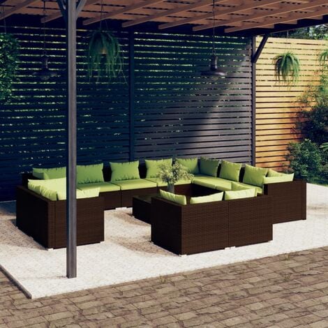 Prolenta Premium 13 Tlg Garten Lounge Set Mit Kissen Braun Poly