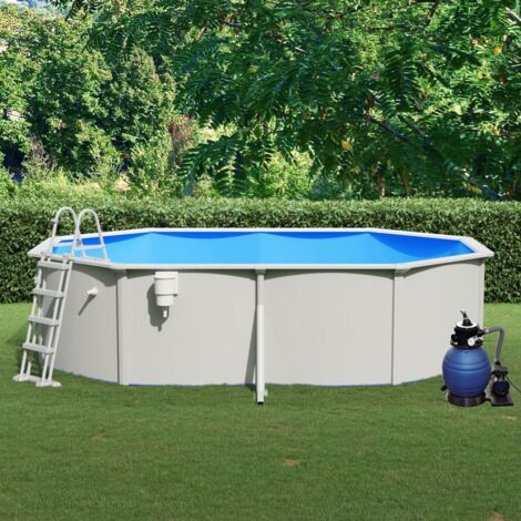 Prolenta Premium Pool mit Sandfilterpumpe und Leiter 490x360x120