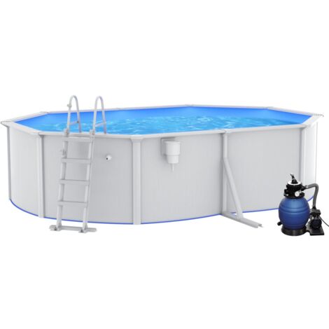 Prolenta Premium Pool mit Sandfilterpumpe und Leiter 490x360x120
