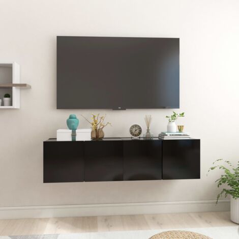 Prolenta Premium TV-Hängeschränke 2 Stk. Schwarz 60x30x30 cm