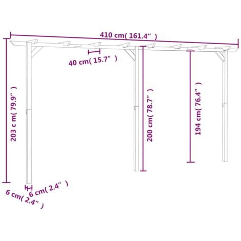 Prolenta Premium Gartenpergola 410x40x203 cm Holz