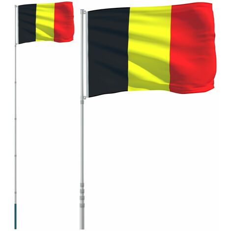 Prolenta Premium Flagge Belgiens mit Mast 5,55 m Aluminium