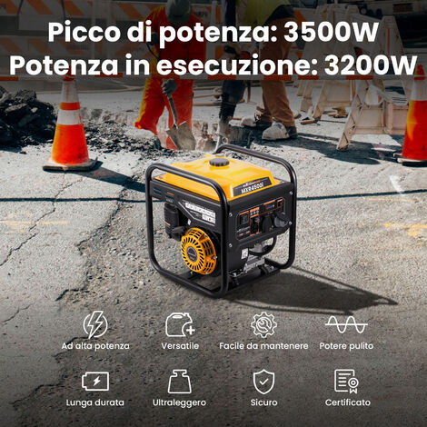 [NON UTILIZZATO] 3500W Gruppi elettrogeni Inverter Portatile Benzina 4 tempi con 2 prese 230V generatore di corrente silenziato come di emergenza domestica per Garage Officina Cantiere Camping maXpeed