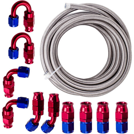 20FT AN8-8AN PTFE Stainless Steel Braided Gas Oil Line Hose AN8 Fitting ends Kit (1/5)