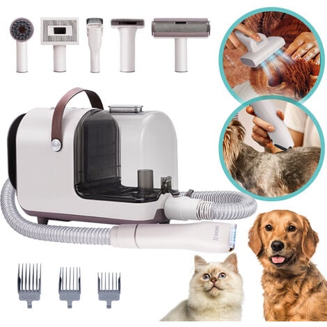HICHEE Asciugacapelli per animali Pet Grooming Kit Tosatrice per cani con  aspirapolvere, spazzola per cani, spazzola