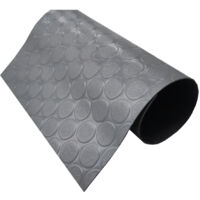 Pavimento PVC 100% Gomma Pavimento Protettivo Grigio Bottoni Spessore 1MM 140X150CM