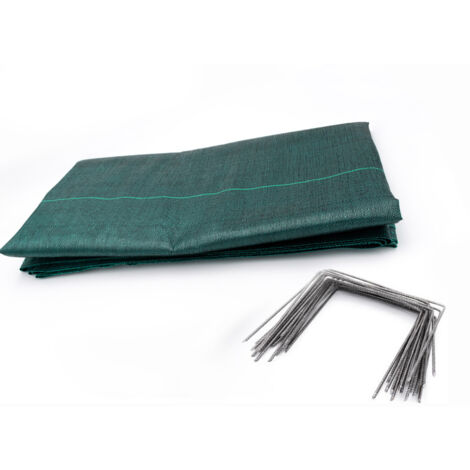 Kit : Toile de paillage 90g/m² verte + agrafes 1,25m x 10m Vert 90g/m²