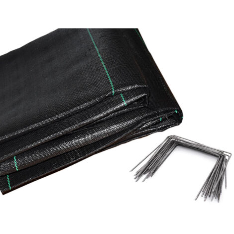 Kit : Toile de paillage 130g/m² noir + agrafes 130g/m² 2.10m x 100m Noir