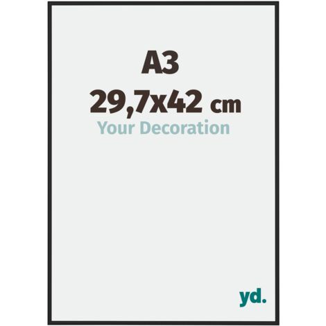 Cadre format 50x50 cm en aluminium - Noir mat - Vitre PVC