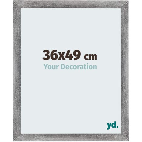 Cadre photo 36x49 cm gris patiné – MDF – Plaque de verre acrylique anti-reflets – Utilisable horizontalement et verticalement (1/5)