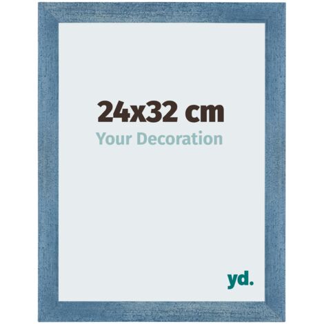 Your Decoration - 24x32 cm - Cadres Photo en MDF Avec Verre acrylique - Anti-Reflet - Excellente Qualité - Bleu Brillant Patiné - Cadre Decoration Murale - Mura.