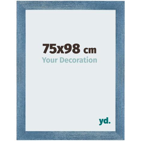 Your Decoration - 75x98 cm - Cadres Photo en MDF Avec Verre acrylique - Anti-Reflet - Excellente Qualité - Bleu Brillant Patiné - Cadre Decoration Murale - Mura.