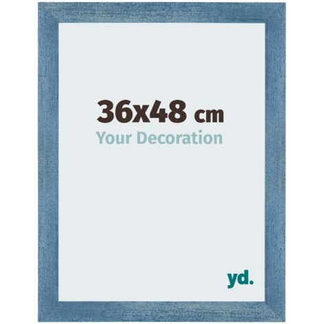 Your Decoration - 36x48 cm - Cadres Photo en MDF Avec Verre acrylique - Anti-Reflet - Excellente Qualité - Bleu Brillant Patiné - Cadre Decoration Murale - Mura.