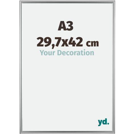 yd. - Cadre photo A3 29.7x42 - Argent - Plastique - Bordeaux