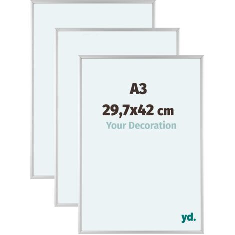 Cadre format A3 - 29,7x42 cm en aluminium - Doré - Vitre PVC