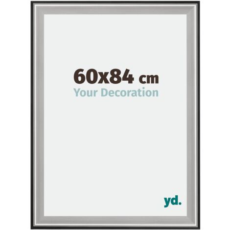 Your Decoration - 60x84 cm - Cadres en Bois avec Verre acrylique - Anti-Reflet - Excellente Qualité - Noir Argent Poli - Cadre Decoration Murale - Birmingham.