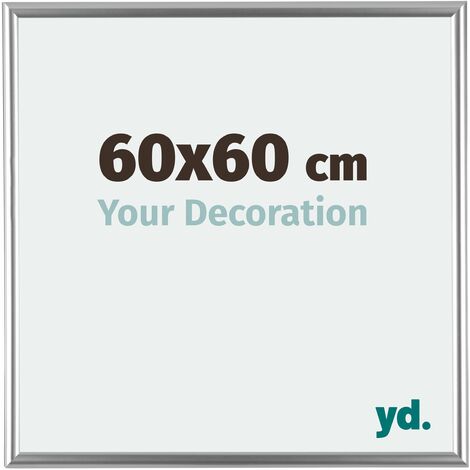 Cadre photo 60x60 cm – Plastique argent et bordeaux – Plaque de verre APET résistante aux UV – Système anti-reflet