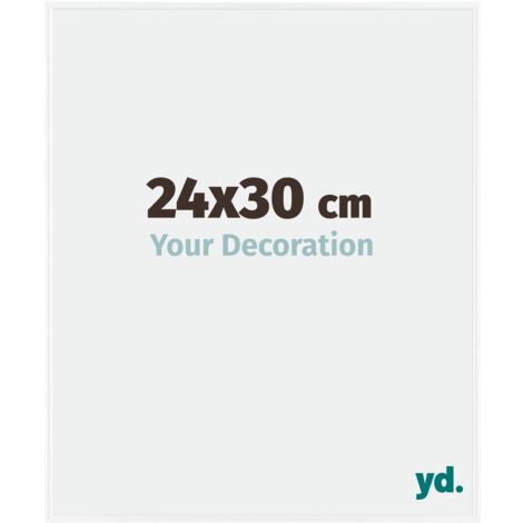 Your Decoration - 24x30 cm - Cadre Photo en Plastique Avec Verre acrylique - Anti-Reflet - Excellente Qualité - Blanc Brillant - Cadre Decoration Murale - Evry.