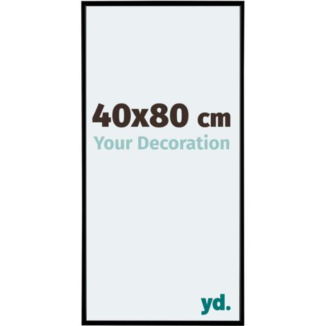 Cadre photo 40x80 cm – Noir mat – Plastique résistant aux UV – Système anti-reflet – Pour portrait ou paysage
