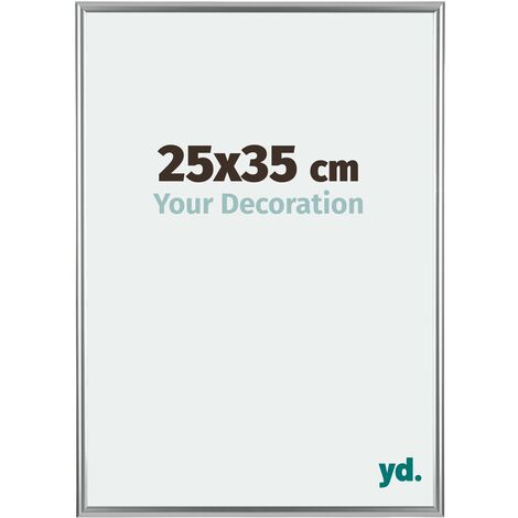 Your Decoration - 25x35 cm - Cadres Photos en Plastique Avec Verre acrylique - Anti-Reflet - Excellente Qualité - Argent - Cadre Decoration Murale - Bordeaux.
