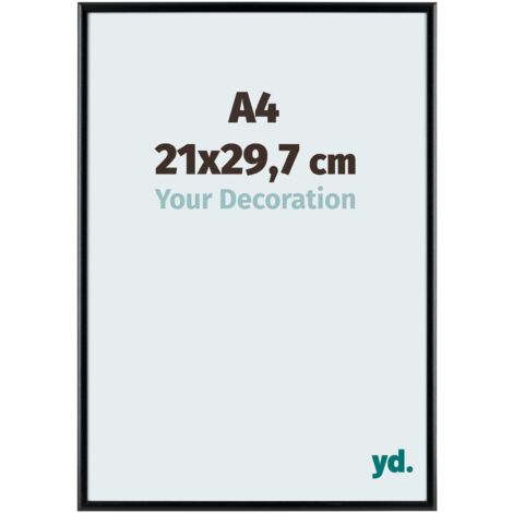 Your Decoration - A4 21x29.7 cm - Cadres Photos en Aluminium Avec Verre acrylique - Excellente Qualité - Noir Mat - Cadre Decoration Murale - Aurora.