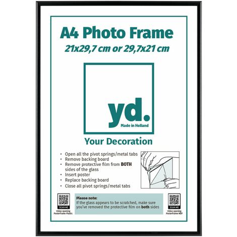 Your Decoration - A4 21x29.7 cm - Cadres Photos en Aluminium Avec Verre acrylique - Excellente Qualité - Noir Mat - Cadre Decoration Murale - Aurora.