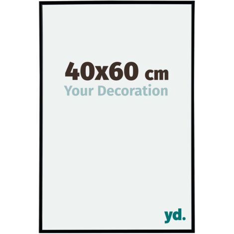 Cadre photo 40x60 cm en plastique noir mat – Verre anti-reflet résistant aux UV – Portrait ou paysage – Décoration moderne