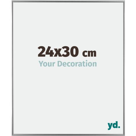Your Decoration - 24x30 cm - Cadre Photo en Plastique Avec Verre acrylique - Anti-Reflet - Excellente Qualité - Argent Brillant - Cadre Decoration Murale - Evry.