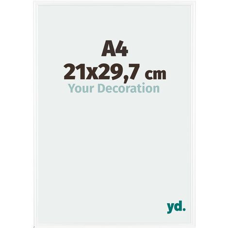 Your Decoration - A4 21x29.7 cm - Cadres Photos en Plastique Avec Verre acrylique - Anti-Reflet - Excellente Qualité - Blanc Brillant - Cadre Decoration Murale - Bordeaux.