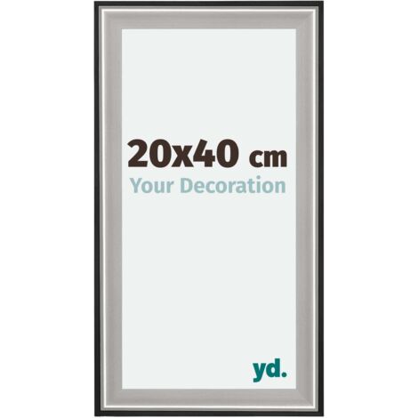 yd. - Cadre photo 20x40 - Noir Argent Poli - Bois - Birmingham (1/5)