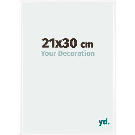 Your Decoration - 21x30 cm - Cadres Photos en Plastique Avec Verre acrylique - Anti-Reflet - Excellente Qualité - Blanc Brillant - Cadre Decoration Murale - Bordeaux.
