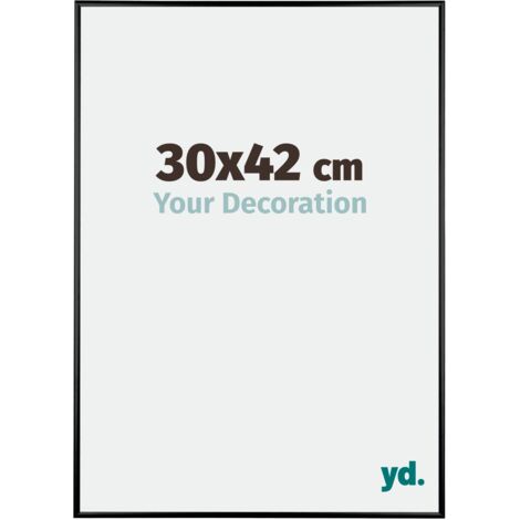 Your Decoration - 30x42 cm - Cadres Photos en Aluminium Avec Verre acrylique - Anti-Reflet - Excellente Qualité - Noir Brillant - Cadre Decoration Murale - Kent.