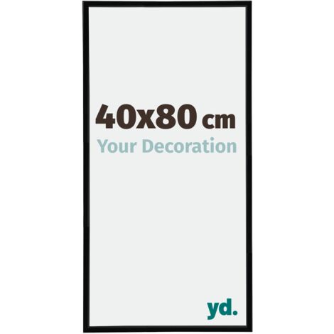 Cadre photo 40x80 cm en plastique noir brillant – Plaque de verre résistante aux UV – Système anti-reflet – Format portrait/paysage