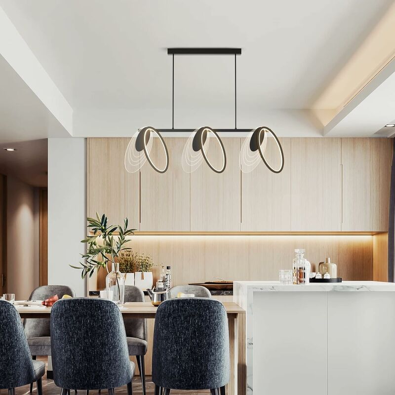 KRIMED Lampadario da cucina a 3 luci，LED a 3 colori dimmerabile