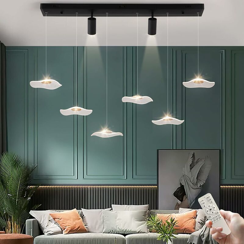 Ganeed Moderna illuminazione a sospensione, dimmerabile a LED moderno  lampadario da cucina con faretti, lampada a sospensione regolabile per sala da  pranzo, soggiorno, corridoio, 34 W 6-Leaf-Light