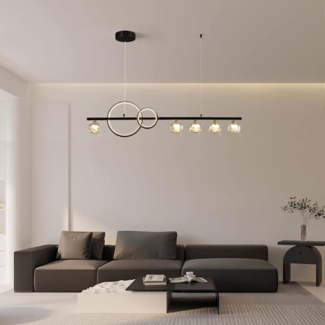 KRIMED Lampadario da cucina a 3 luci，LED a 3 colori dimmerabile Lampada da  soffitto Altezza regolabile Paralume sferico in vetro Lampada da soffitto