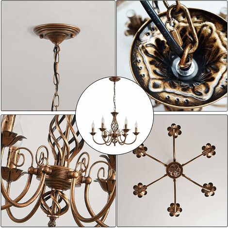 Antico Lampadario In Metallo Medievale Nell'antico Castello In Stile Gotico Con Lampade Elettriche Foto Stock