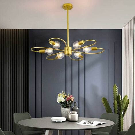 Ganeed lampadari moderni oro 6 luci semi-incasso plafoniera, Mid Century  Sputnik illuminazione a sospensione altezza