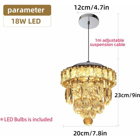 Ganeed Lampadario Cristallo Moderno, Lampada a Sospensione