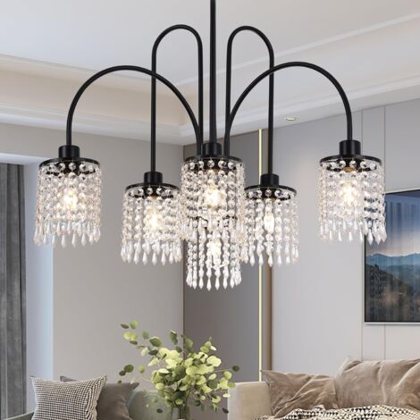 Ganeed Vintage K9 Lampadari di cristallo trasparente Illuminazione a soffitto Illuminazione a sospensione Apparecchio da incasso per soggiorno Sala da pranzo Ristorante Portico Corridoio nero 4 luci