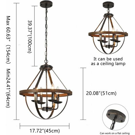 Lampadario rustico in legno e ceramica 2 luci BGA 2561/B2