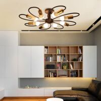 LAI HO Lampadario Moderno Sputnik, Illuminazione Industriale Medievale A Sospensione in Oro, Plafoniera Vintage per Soggiorno, Camera da Letto, Sala da Pranzo,Nero,8 Heads