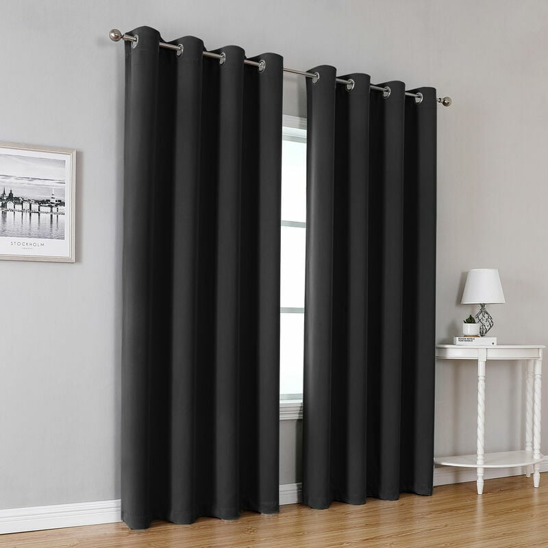 Set de 2 cortinas térmicas 140240cm negras