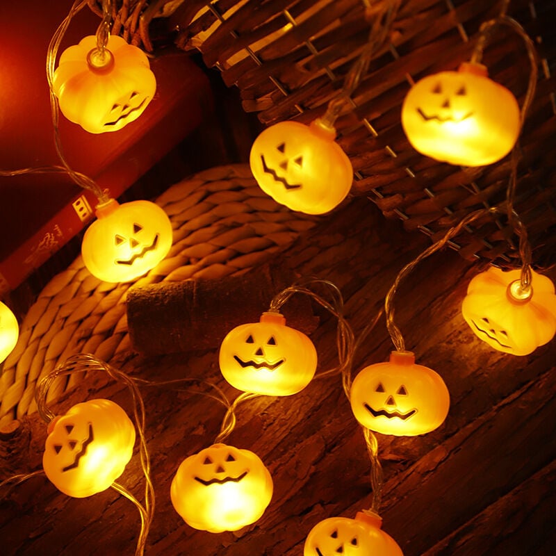 3M 20 luces LED de hadas de Halloween, cadena de luces de calabaza, luces de calabaza LED que funcionan con pilas para decoración de Halloween de fiesta interior al aire libre