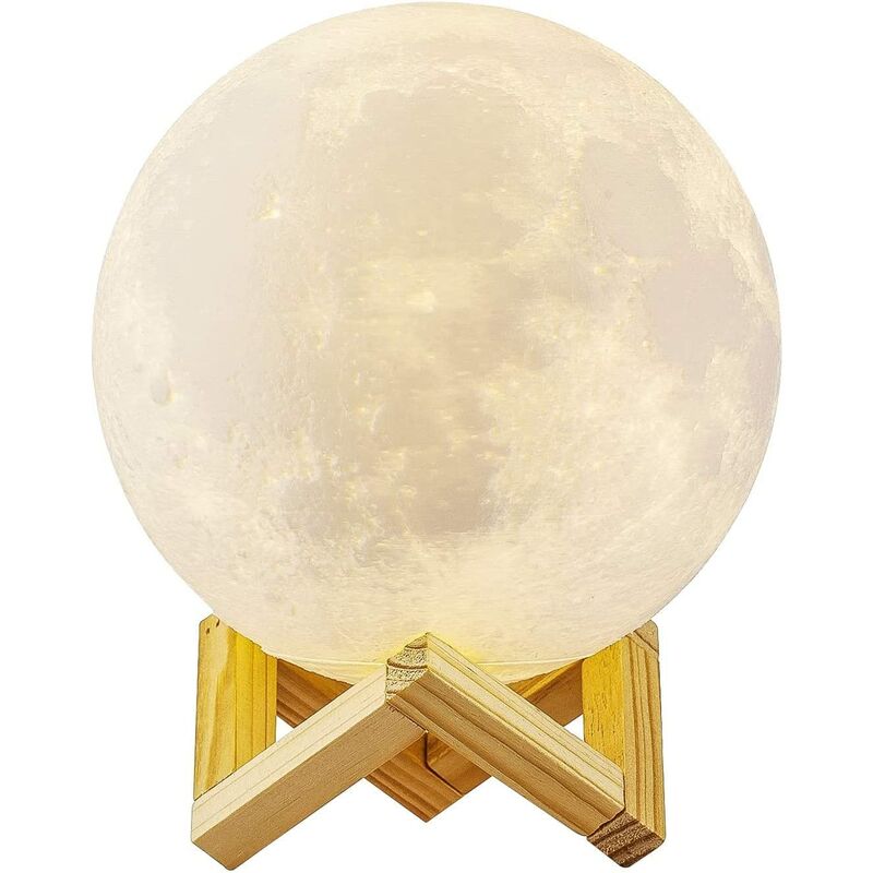 Lámpara de luna 3D, luz de noche LED Lámpara de luna táctil de 3 colores, luz de noche de luna recargable por USB