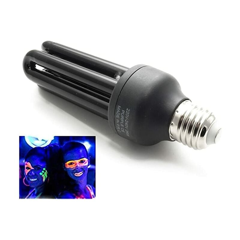 Tornillo de luz negra UV E27, 3U12 Diámetro del tubo 36WW Adecuado para discoteca, fiesta, DJ, luz negra, luz de neón