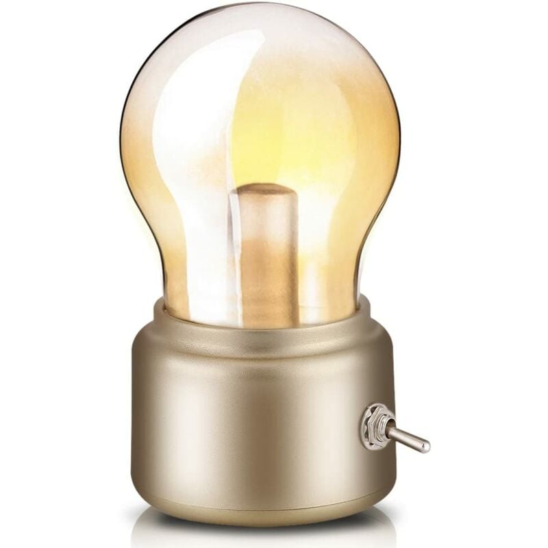 Lámpara de noche con bombilla retro, mini lámpara de noche con luz LED recargable por USB