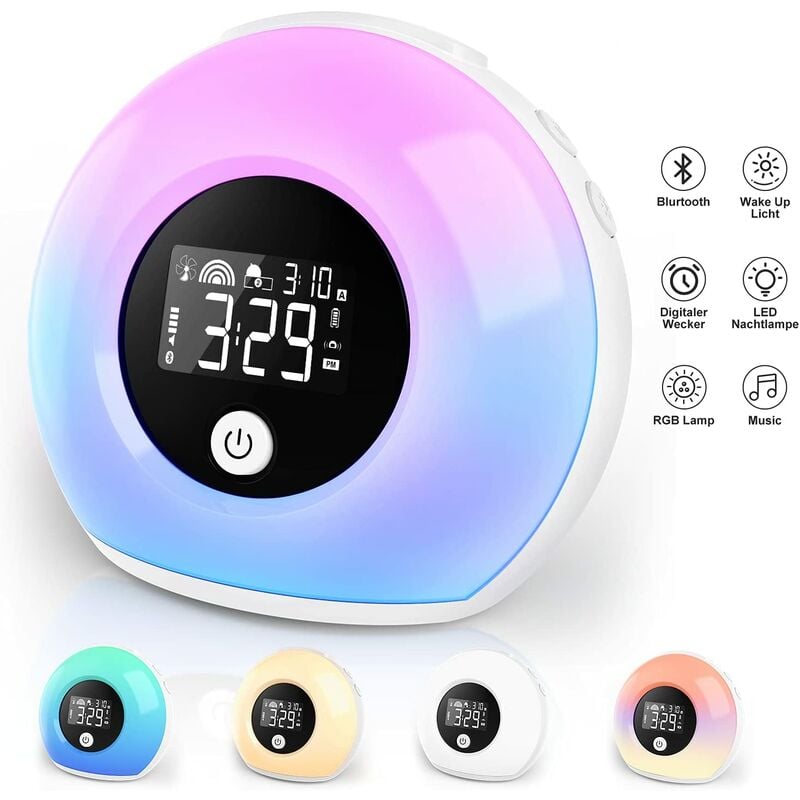 Wake Up Light Despertador - Despertador con luz - Despertador para niños con altavoz Bluetooth 1pcs